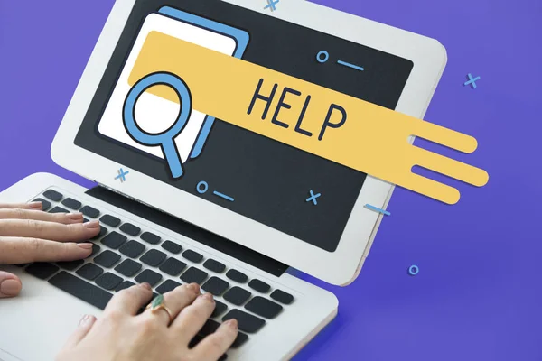 Woman typing on laptop keyboard — Stock Photo, Image