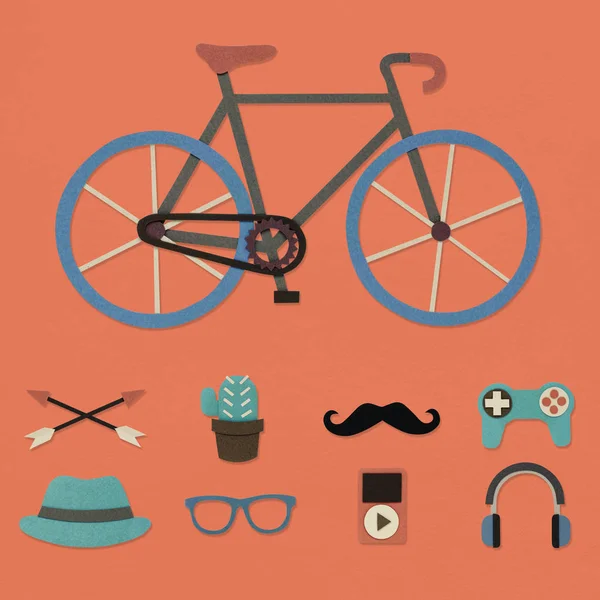 Bicycle and hipster Icons — Stock Photo, Image