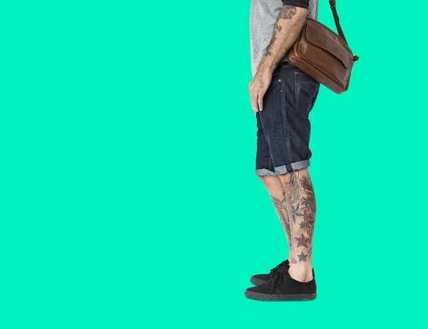 Male legs with tattoos — Stock Photo, Image