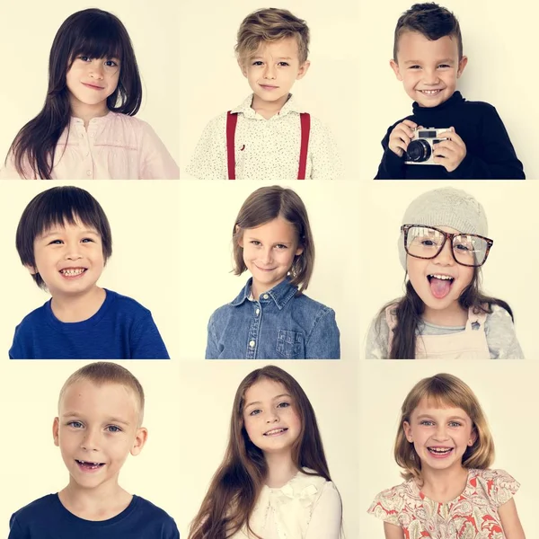 Collage de la diversidad Niños alegres — Foto de Stock