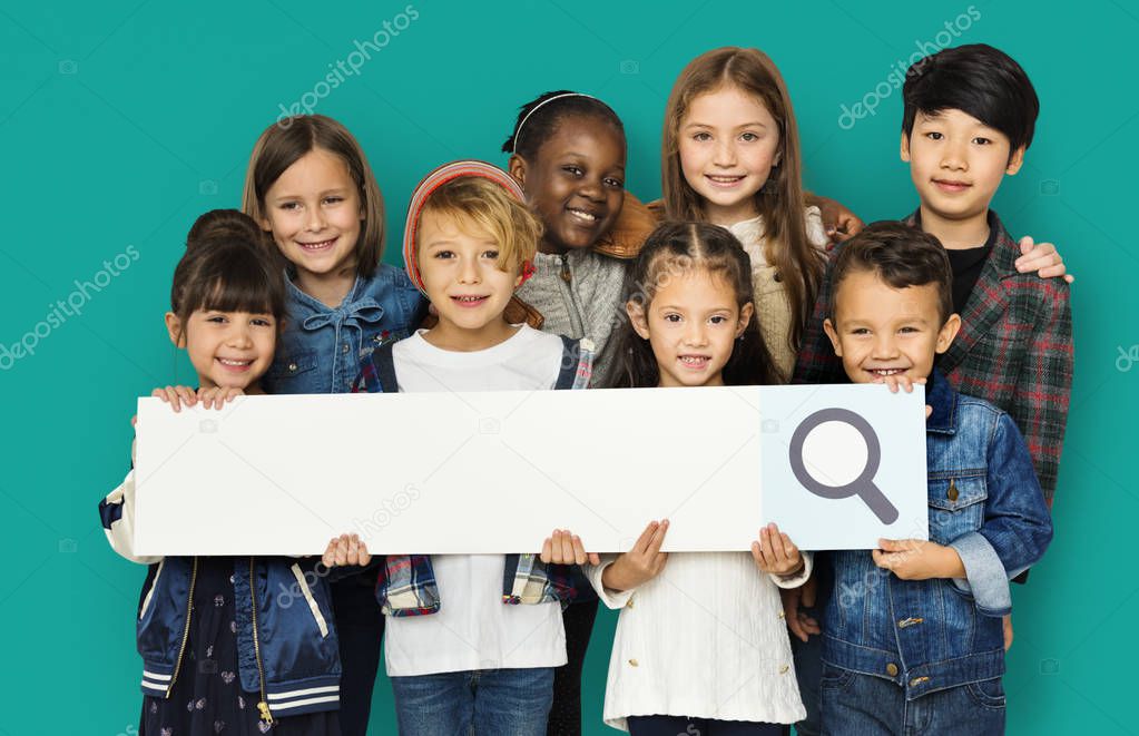 children holding search bar 