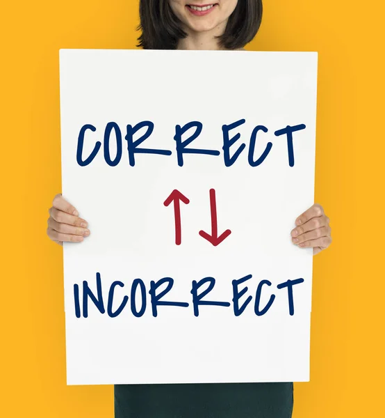 Woman holding advertisement placard — Stock Photo, Image