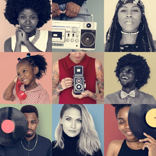 Conjunto de Diversidade Pessoas com Emoção de Expressão — Fotografia de Stock