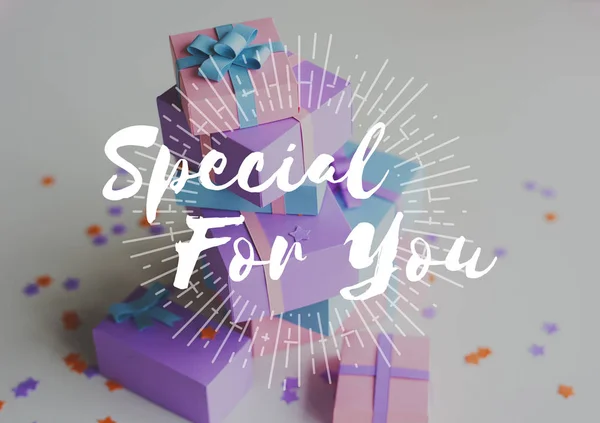 粉色和紫色的礼品盒 — 图库照片