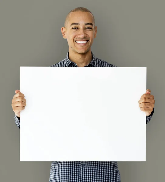 African man holding placard — Stock Photo, Image