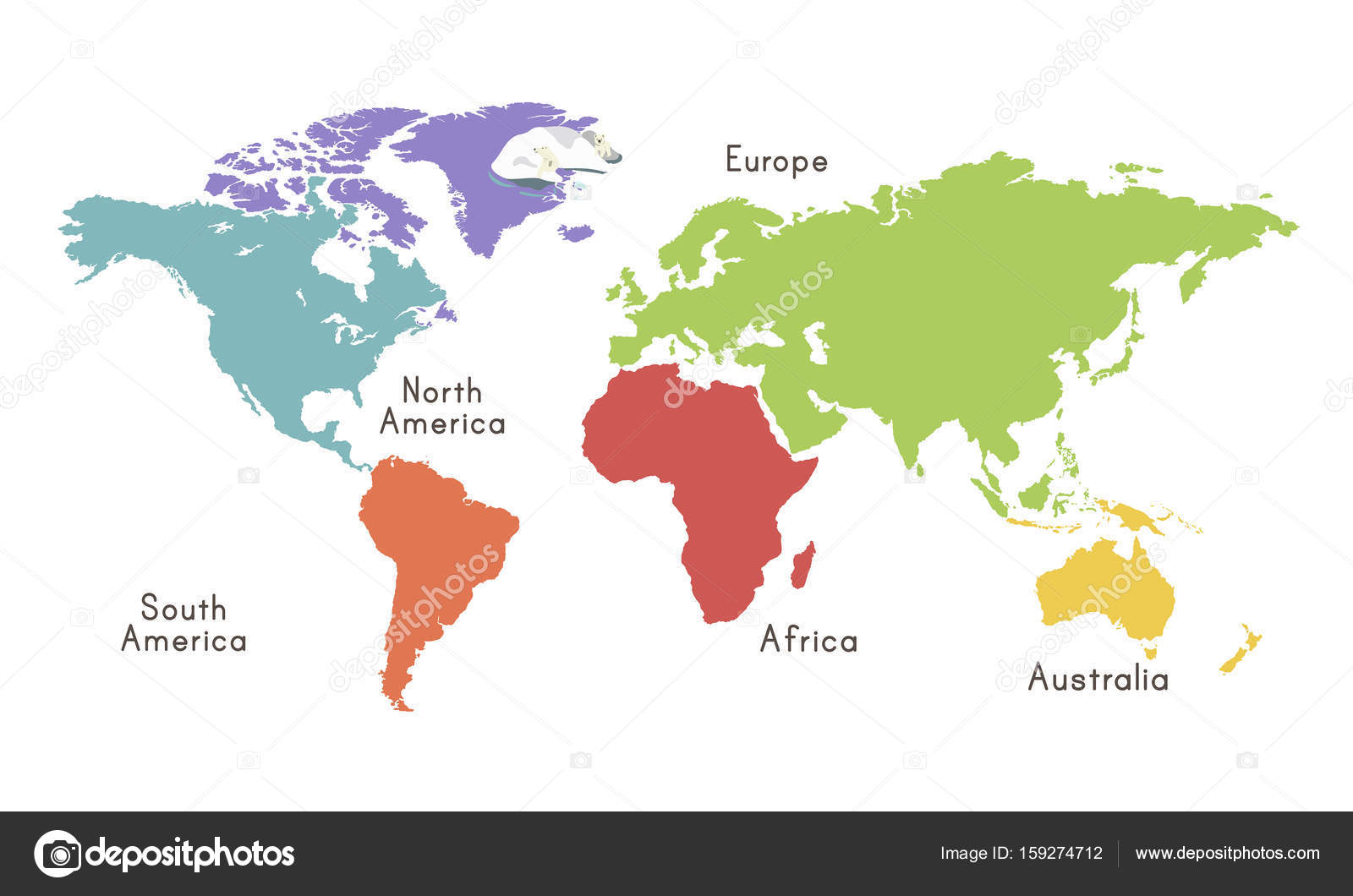 Continents Du Monde Sur La Carte Image Vectorielle