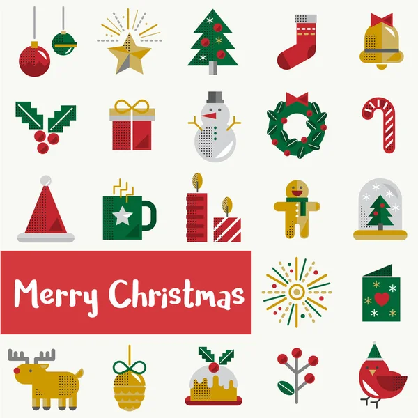 Veselé vánoční ikony — Stockový vektor
