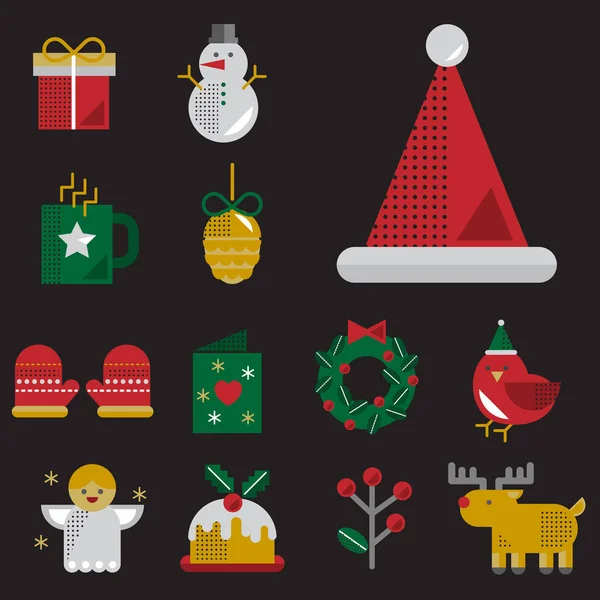 Merry christmas icons — Stockvector