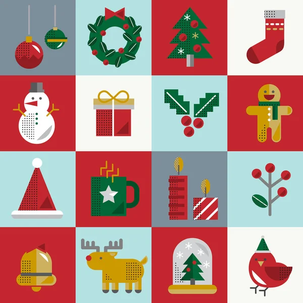 Merry christmas icons — Stock Vector