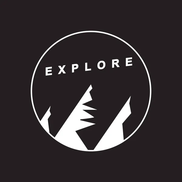 Explorer le mot et les montagnes Icône — Image vectorielle