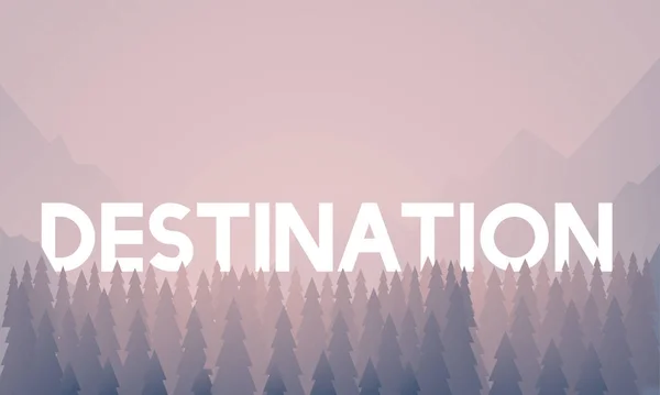 Mot de destination avec forêt — Image vectorielle