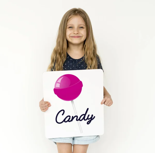 Little Girl bedrijf Banner — Stockfoto