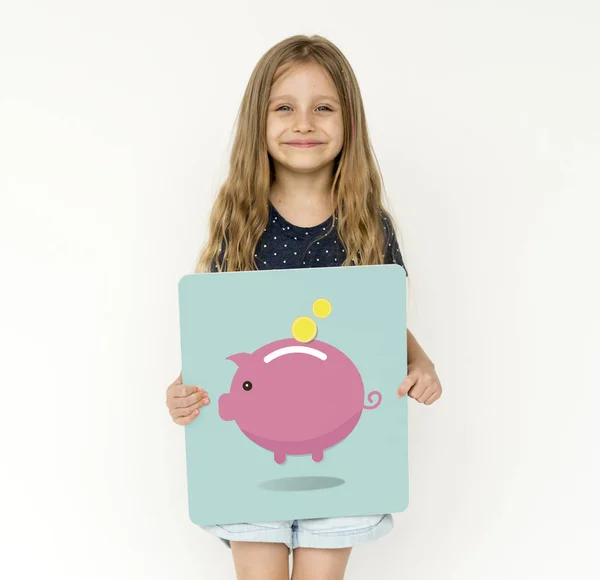 Little Girl bedrijf Banner — Stockfoto