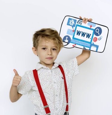 Çocuk holding genel gider konuşma balonu