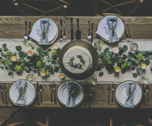 Sierlijke Decoratie Voor Huwelijk Ceremonie Romantiek Dining Origineel Photoset — Stockfoto