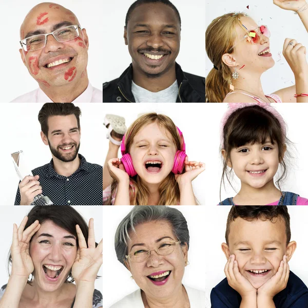 Ludzie z szczęśliwy twarz wyrażenie — Zdjęcie stockowe