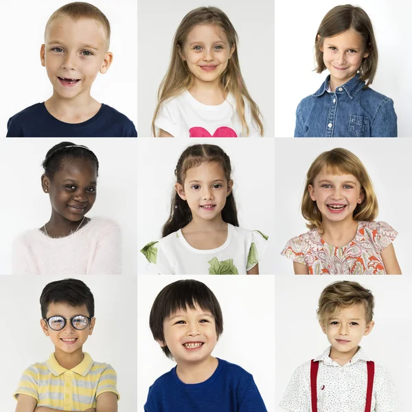 拼贴的多样性开朗的孩子 — 图库照片