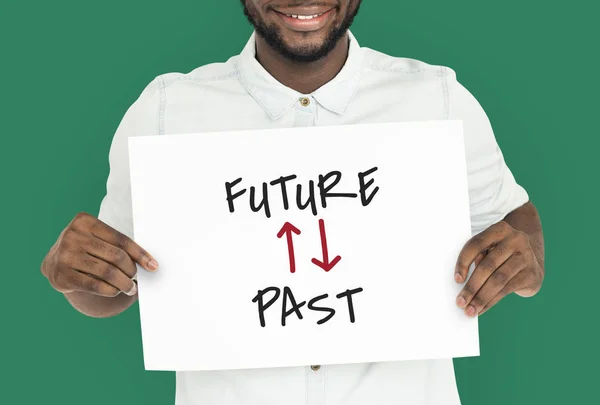 Man with beard holds placard — Stock Photo, Image