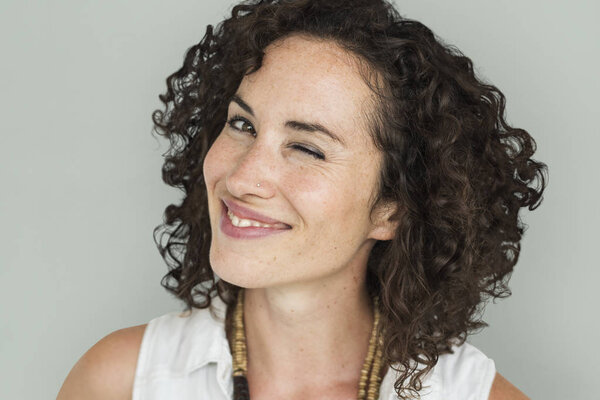 beautiful woman with curly hair