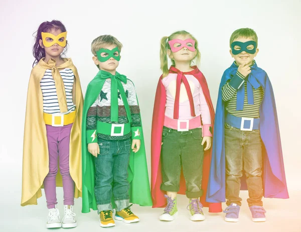 Children in super hero costumes — Stock Photo, Image