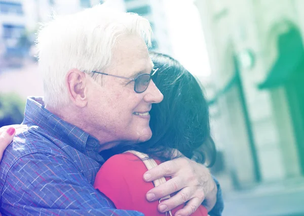 Senior couple in love embracing — Stock Photo, Image