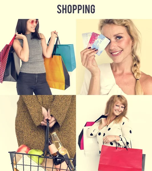 Kadınlar alışveriş keyfi — Stok fotoğraf