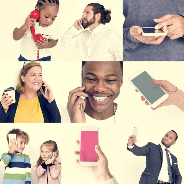 Mensen met behulp van slimme telefoon — Stockfoto