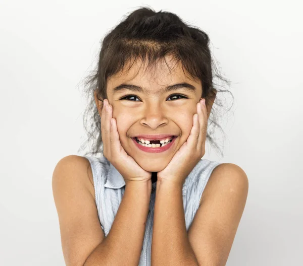 Chica sonriendo sin dientes — Foto de Stock