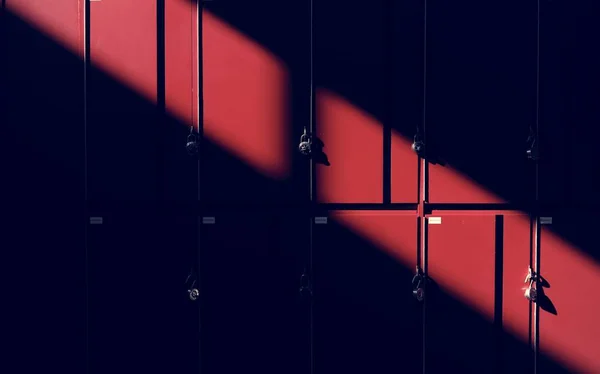 Sunlight Shade Red Lockers Original Photoset — Stock Photo, Image