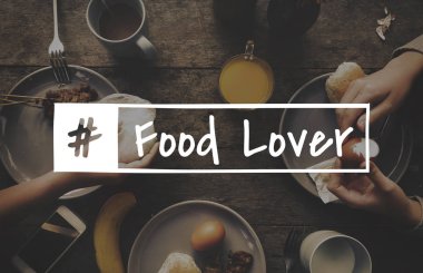 yiyecek ve insan eli ile tablo