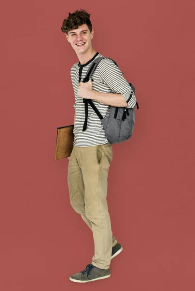 Mahasiswa laki-laki dengan ransel — Stok Foto