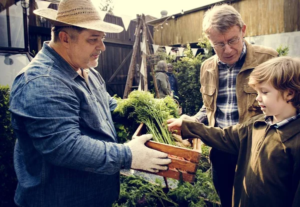 Agricultor con producto de naturaleza ecológica —  Fotos de Stock