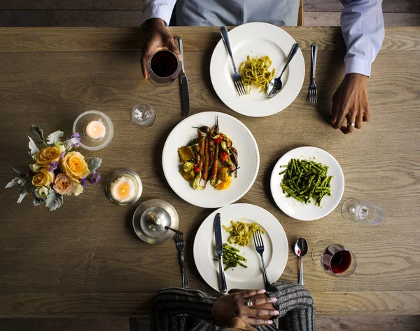 Couple Having Dinner Date — Stock Photo, Image