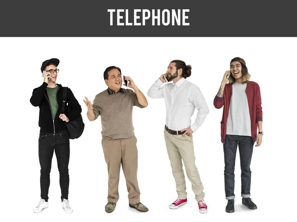 Mannen houden van mobiele telefoons — Stockfoto