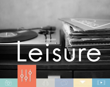 Vinil taşınabilir müzik çalar ve kayıtları