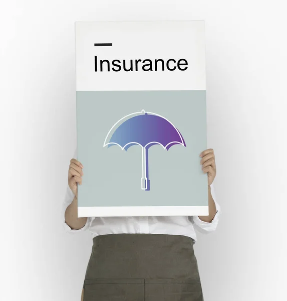 Woman holding placard — Stock Photo, Image