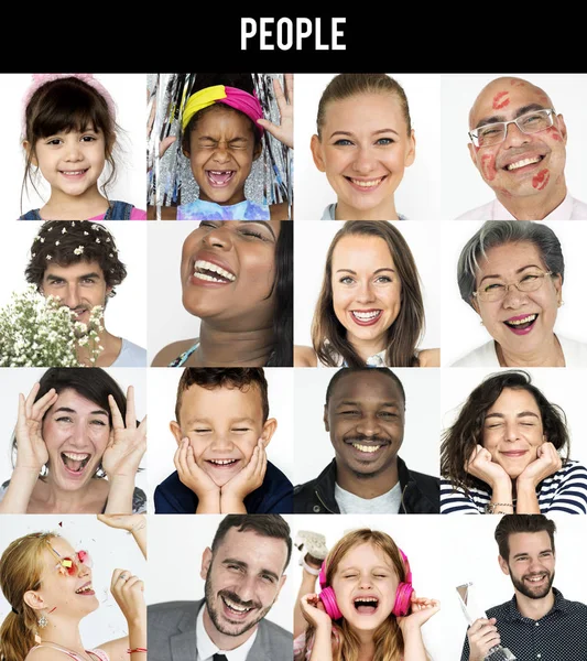 Ludzie z szczęśliwy twarz wyrażenie — Zdjęcie stockowe