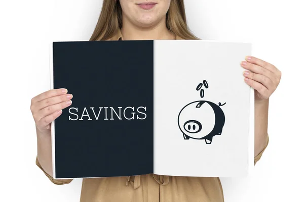 Woman holding placard — Stock Photo, Image