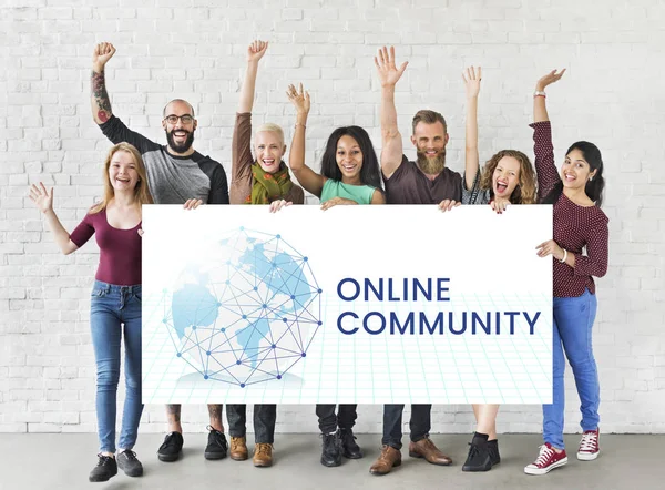 People holding banner — Stock Photo, Image