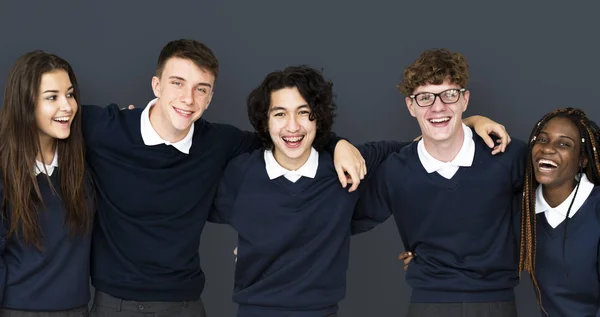 Students Standing in a row — Stock Photo, Image