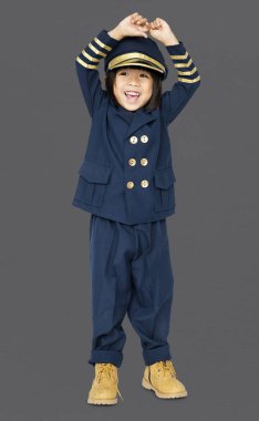 mutlu küçük çocuk Pilot kostüm