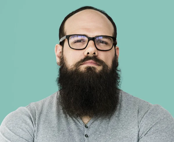 Uomo barbuto indossare occhiali da vista — Foto Stock