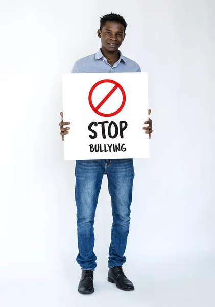 Man holding banner — Stock Photo, Image