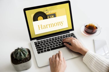 Eller dizüstü bilgisayarda çalışıyor