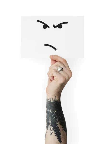 Osoba, která drží Transparent s lebkou — Stock fotografie