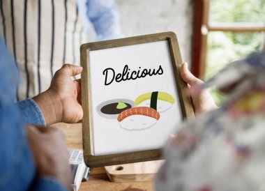 İnsanlar tutar tabela