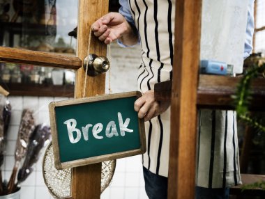 Fast food Restoran kapı panosu, metin ile: Break