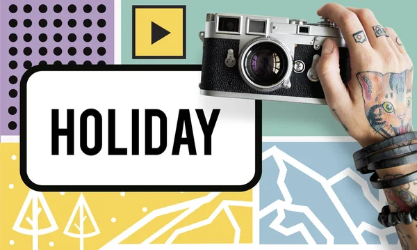 Hand holding vintage camera — Stock Photo, Image