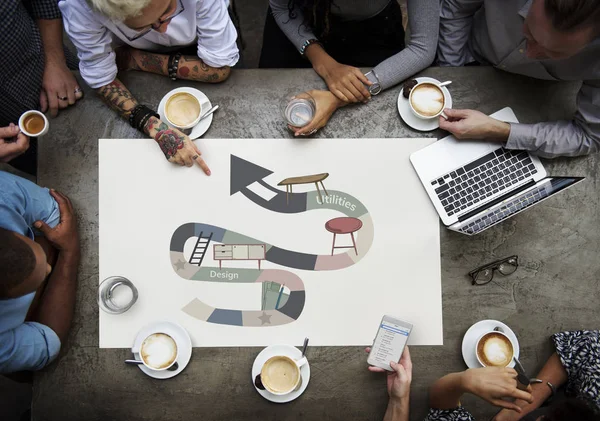 Business people  working on billboard — Stock Photo, Image