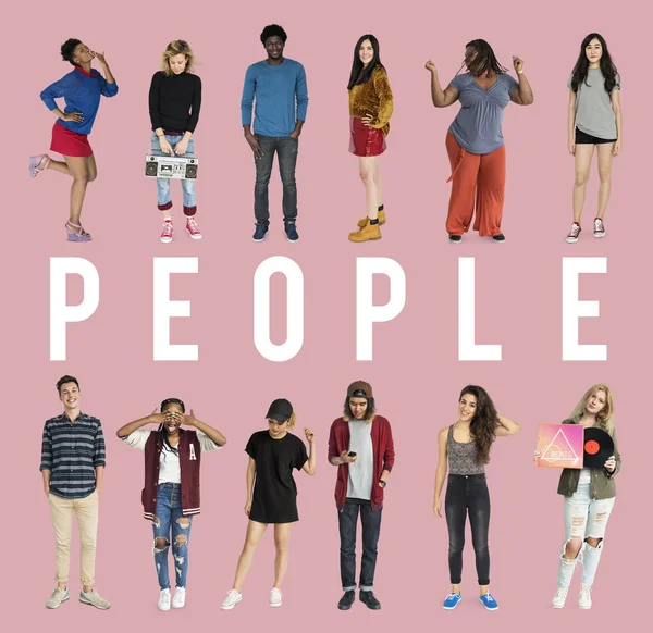 Definir corpo inteiro de pessoas diversidade — Fotografia de Stock